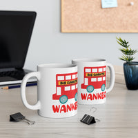 Cute, "Bus Commuter Wanker" Cheeky Gift Mug. For those who love the London commute! Handmade in England