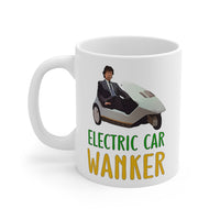 Cute, "Electric Car Wanker" Cheeky Gift Mug. For the man who loves his electric car! Handmade in England