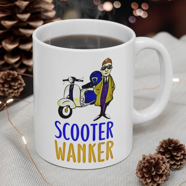 Scooter Wanker Funny & Cheeky Gift Mug. MOD Scooter Owners Present. Handmade in England