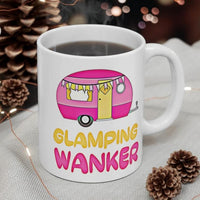 Glamping Wanker Gift Mug - Funny & Rude Humour Caravan Holiday Present. Handmade in England