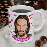 Keanu Reeves Cute Gift Mug. Stunning Oil Painting Design. Great Fan Present! Handmade in USA