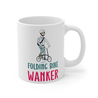 Cute, "Folding Bike Wanker" Cheeky Gift Mug! For the man who loves his folding bike! Handmade in England