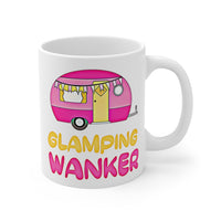 Glamping Wanker Gift Mug - Funny & Rude Humour Caravan Holiday Present. Handmade in England