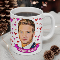 Jeremy Renner Cute Gift Mug. Stunning Oil Painting Design. Great Hawkeye Avengers Fan Present! Handmade Locally