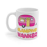 Glamping Wanker Gift Mug - Funny & Rude Humour Caravan Holiday Present. Handmade in England