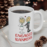 Engaged Wankers Gift Mug - Funny & Rude Humour Present For Couples Engagement. Handmade in England