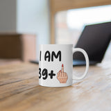 Funny 40th Birthday Mug, I am 39 + Middle Finger Rude Present For Her! Handmade in England