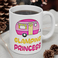 Glamping Princess Gift Mug - Funny Humour Camping Holiday Present.Handmade in England