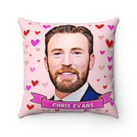 HUG CUSHION! Gift A Hug From A Hollywood Hunk. Great Chris Evans Fan Present. Stunning Design on 14" by 14" Beautiful Faux Suede Cushion!