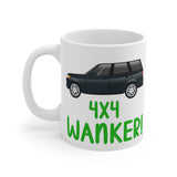 4X4 Wanker! Gift Mug - Funny & Rude Present For Car Off Road SUV Driver.Handmade in England