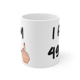 Funny 50th Birthday Mug, I am 49 + Middle Finger Rude Present For Her! Handmade in England