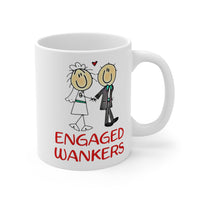 Engaged Wankers Gift Mug - Funny & Rude Humour Present For Couples Engagement. Handmade in England