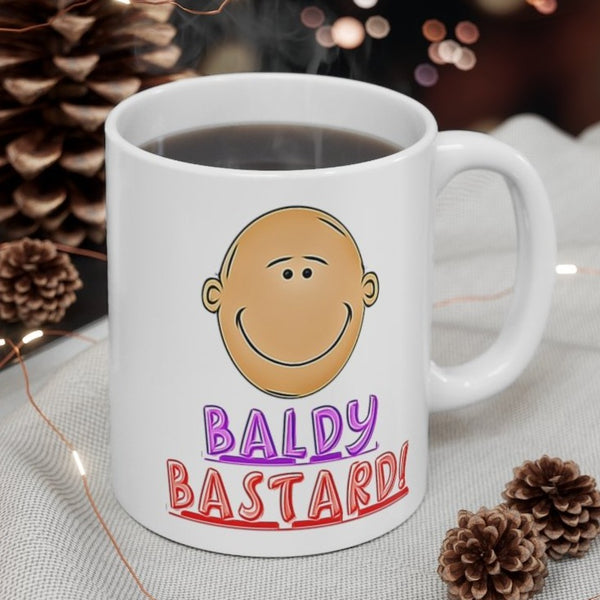 Baldy Bastard Gift Mug - Funny & Rude Humour Present For The Bald Man In Your Life!