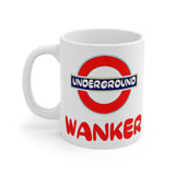 Cute, "Underground Wanker" Cheeky Gift Mug. For those who love the London commute! Handmade in England