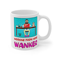 Cute, "Working From Home Wanker" Cheeky Gift Mug. For men who WFH! Handmade in England