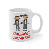 Engaged Wankers Gift Mug - Funny & Rude Humour Present For Gay Couples Engagement.Handmade in England