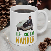 Cute, "Electric Car Wanker" Cheeky Gift Mug. For the man who loves his electric car! Handmade in England