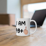 Funny 50th Birthday Mug, I am 49 + Middle Finger Rude Present For Her! Handmade in England