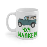 4X4 Wanker! Gift Mug - Funny & Rude Present For Car Off Road SUV Driver. Handmade in England