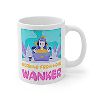 Cute, "Working From Home Wanker" Cheeky Gift Mug. For ladies who WFH! Handmade in England