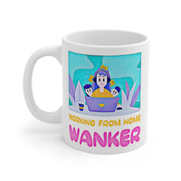 Cute, "Working From Home Wanker" Cheeky Gift Mug. For ladies who WFH! Handmade in England