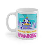 Cute, "Working From Home Wanker" Cheeky Gift Mug. For ladies who WFH! Handmade in England