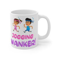 Jogging Wanker Gift Mug - Funny & Rude Present For Runners. Handmade in England