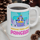 Cute, "Working From Home Princess" Gift Mug. For ladies who WFH! Handmade in England