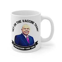 Professor Jonathan Van Tam Appreciation Society, JVT Fan Gift Mug. "Get On The Vaccine Train!" Handmade in England