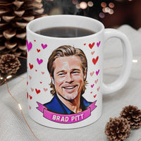 Brad Pitt Cute Mug. Great Present For Fans! Handmade in England