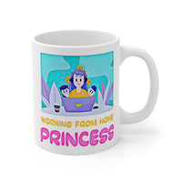 Cute, "Working From Home Princess" Gift Mug. For ladies who WFH! Handmade in England