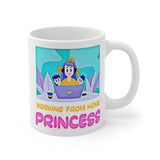 Cute, "Working From Home Princess" Gift Mug. For ladies who WFH! Handmade in England