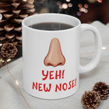 Yeh! New Nose! - Funny Gift Mug, Cosmetic Surgery Nose Job Present. Handmade in England