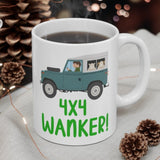 4X4 Wanker! Gift Mug - Funny & Rude Present For Car Off Road SUV Driver. Handmade in England