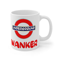 Cute, "Underground Wanker" Cheeky Gift Mug. For those who love the London commute! Handmade in England